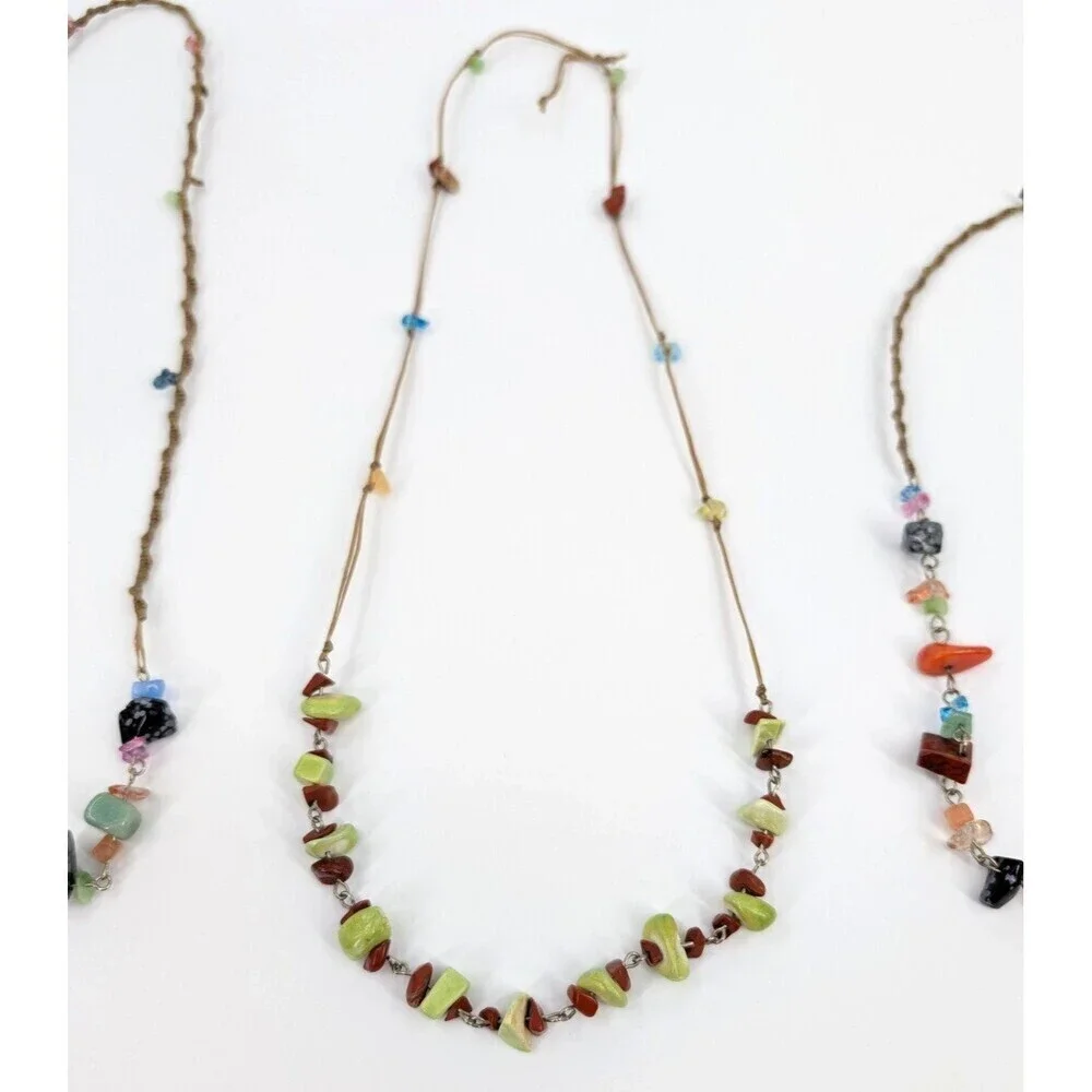 Boho Layered‎ Necklace Chunky Stones Handmade Statement Piece Coachella Festival